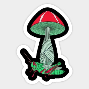 Mushroom and Grasshopper Sticker